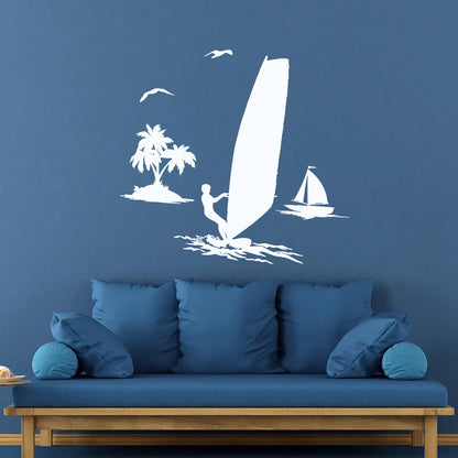 Wind Surfing Beach Vacation Ocean Summer Vinyl Wall Decals Can Modify And Add Information