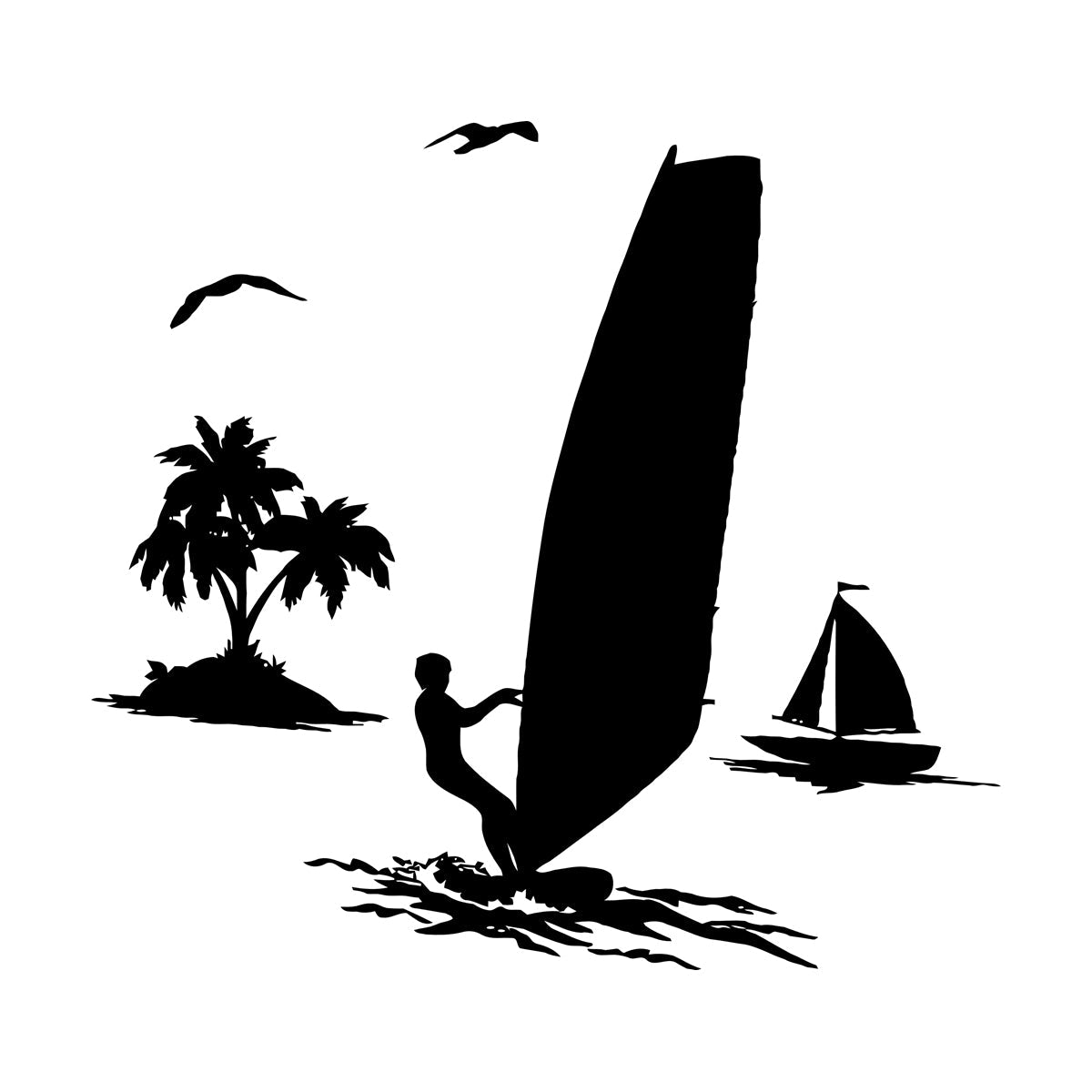 Wind Surfing Beach Vacation Ocean Summer Vinyl Wall Decals Can Modify And Add Information
