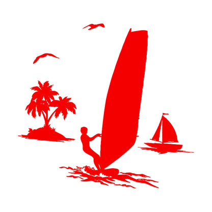 Wind Surfing Beach Vacation Ocean Summer Vinyl Wall Decals Can Modify And Add Information