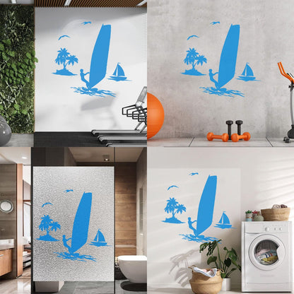 Wind Surfing Beach Vacation Ocean Summer Vinyl Wall Decals Can Modify And Add Information