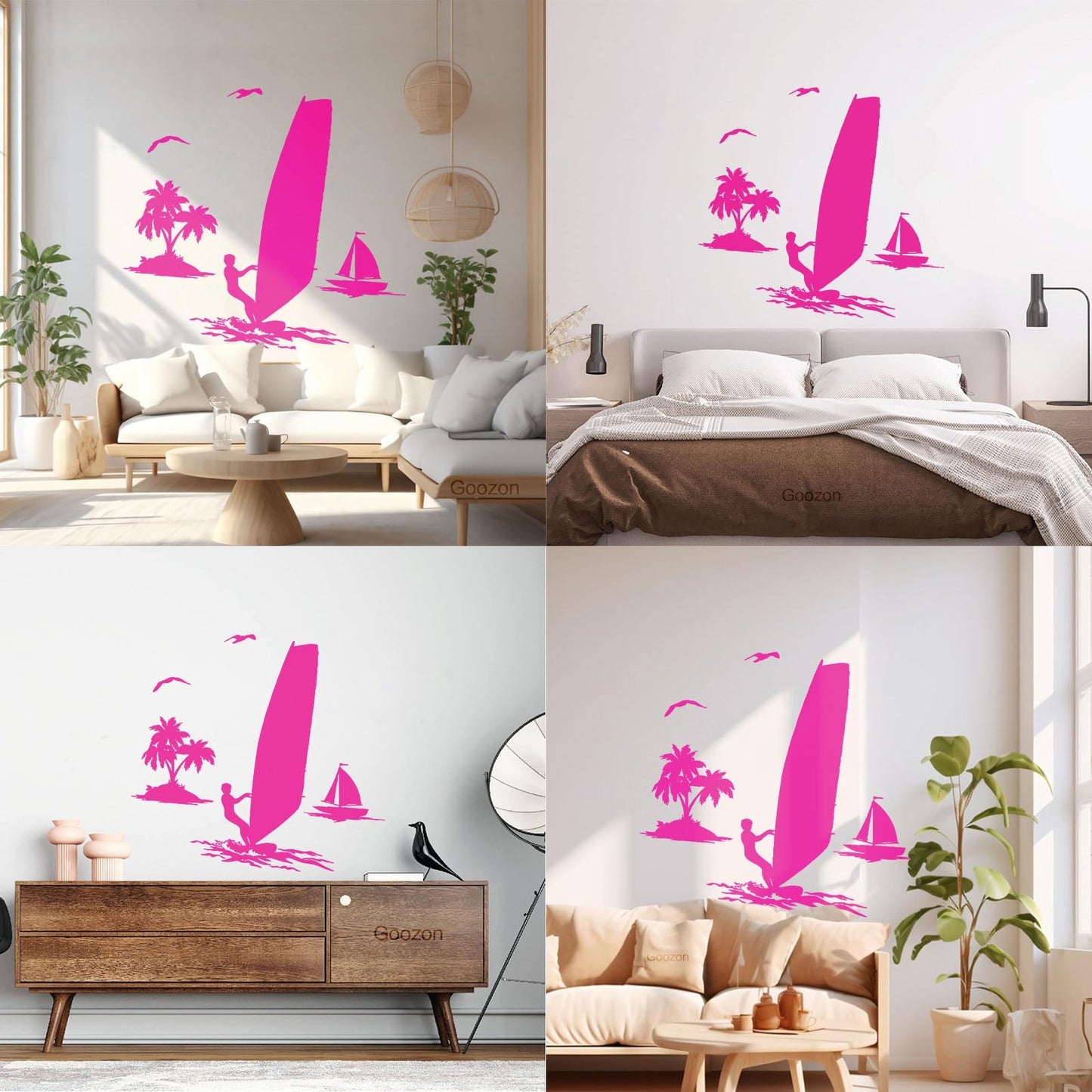 Wind Surfing Beach Vacation Ocean Summer Vinyl Wall Decals Can Modify And Add Information