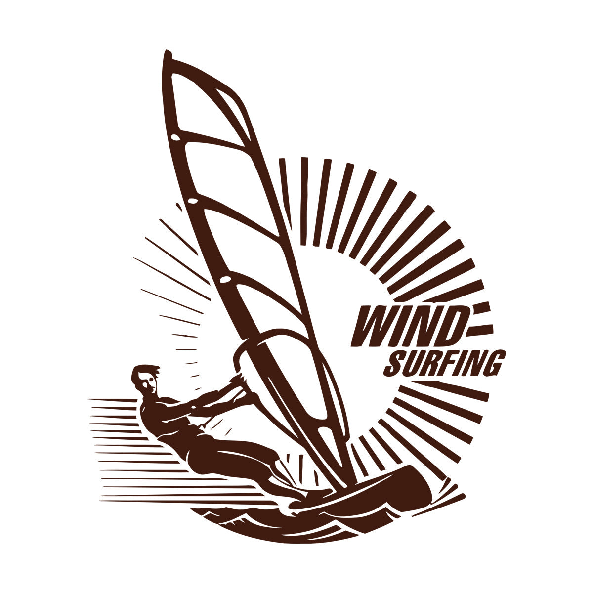Engraving Decals Windsurfing Sport Waves Sea Ocean Art Decoration