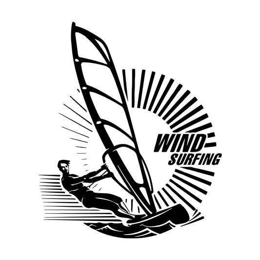 Engraving Decals Windsurfing Sport Waves Sea Ocean Art Decoration