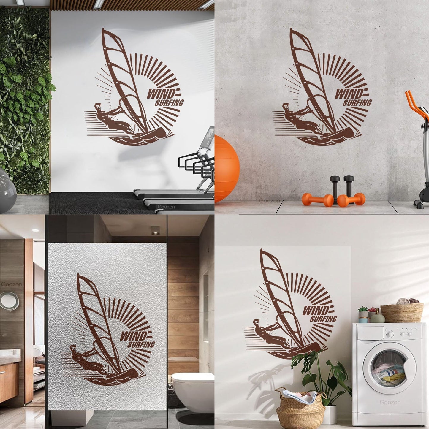 Engraving Decals Windsurfing Sport Waves Sea Ocean Art Decoration