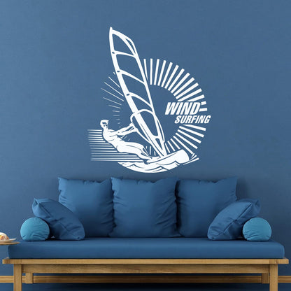 Engraving Decals Windsurfing Sport Waves Sea Ocean Art Decoration