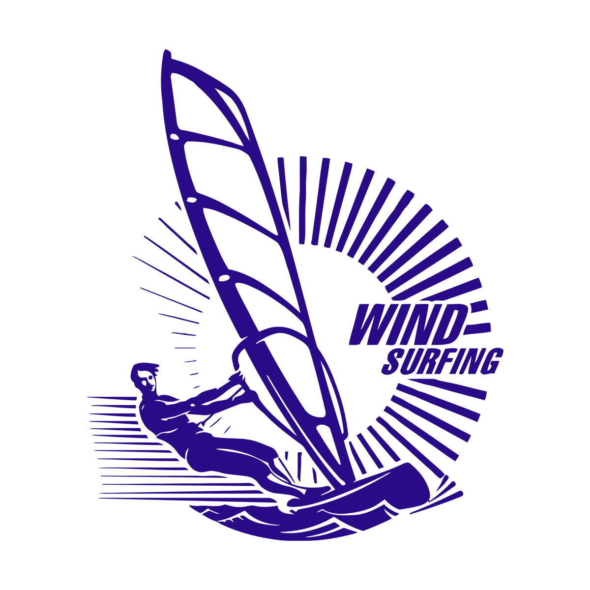 Engraving Decals Windsurfing Sport Waves Sea Ocean Art Decoration