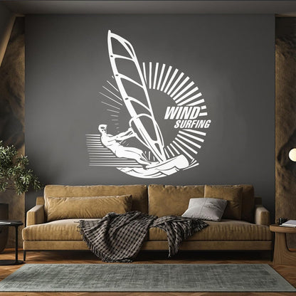 Engraving Decals Windsurfing Sport Waves Sea Ocean Art Decoration