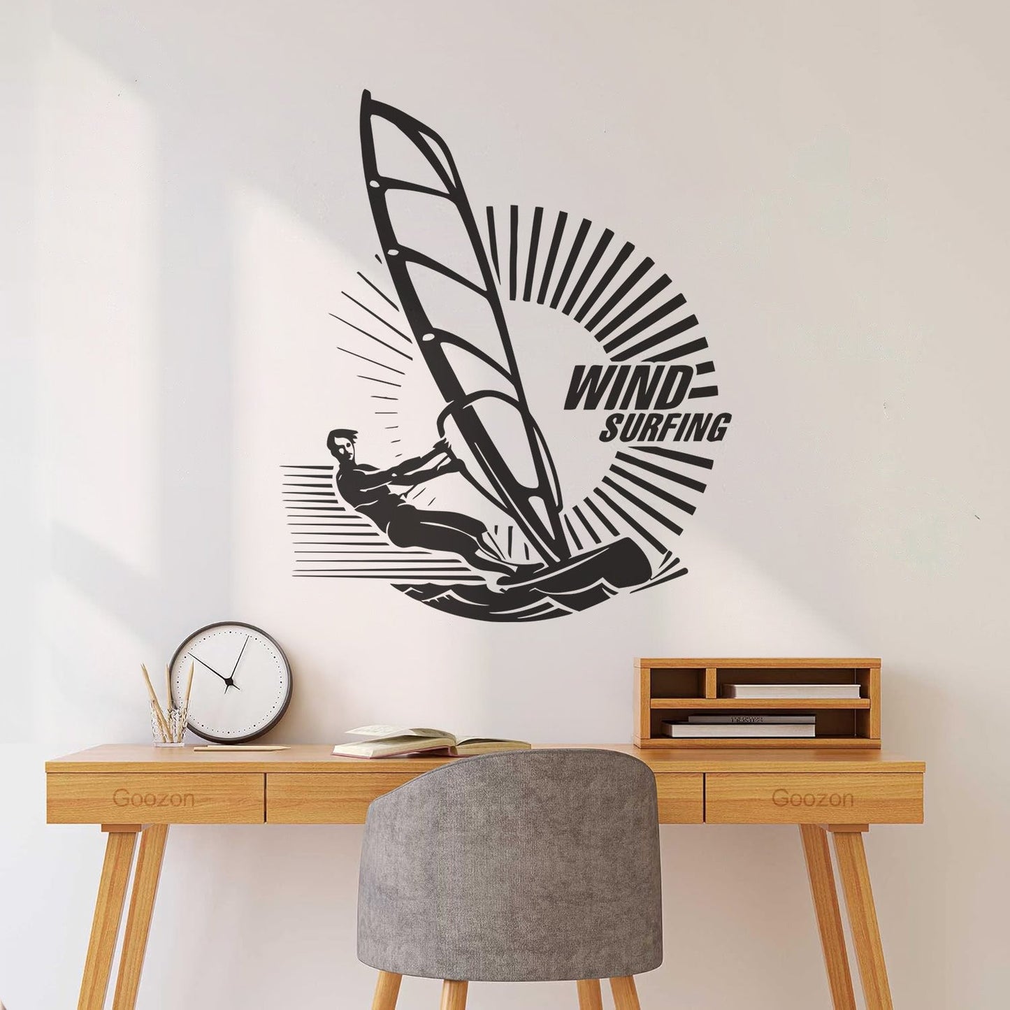 Engraving Decals Windsurfing Sport Waves Sea Ocean Art Decoration