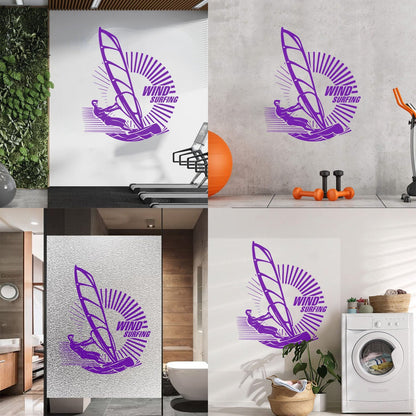 Engraving Decals Windsurfing Sport Waves Sea Ocean Art Decoration