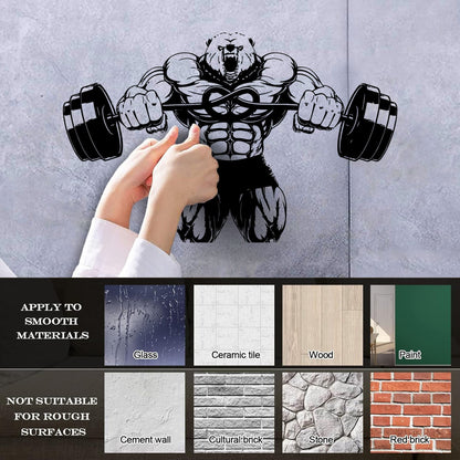 Wall Stickers Bear Rod Muscle Strength Sports Power Gymnastics Store Decoration