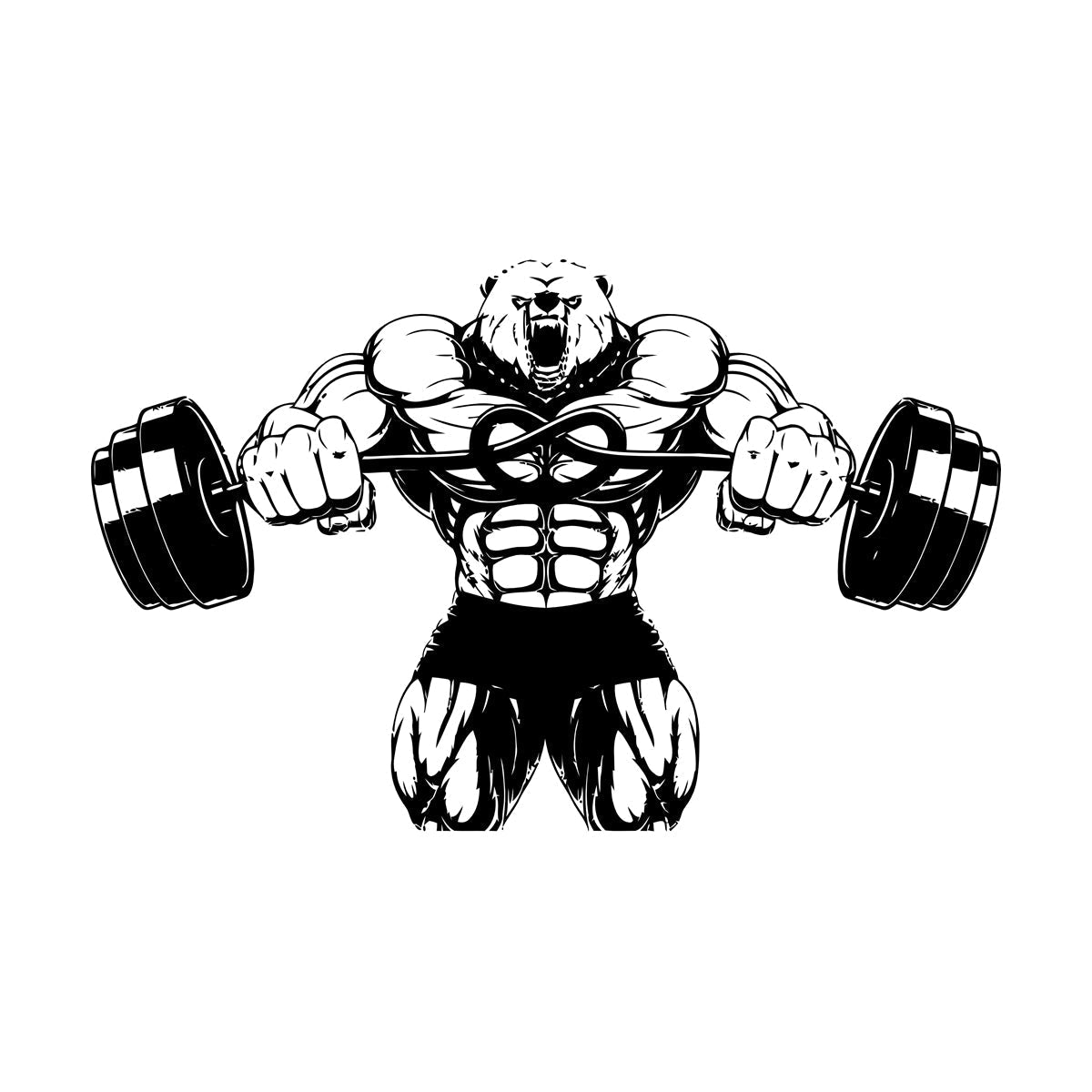 Wall Stickers Bear Rod Muscle Strength Sports Power Gymnastics Store Decoration