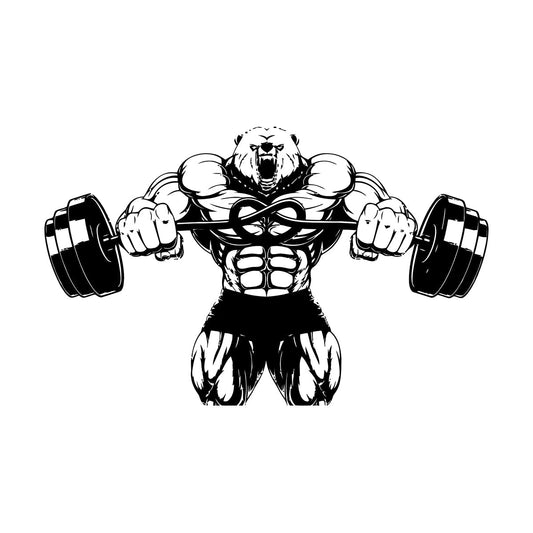 Wall Stickers Bear Rod Muscle Strength Sports Power Gymnastics Store Decoration