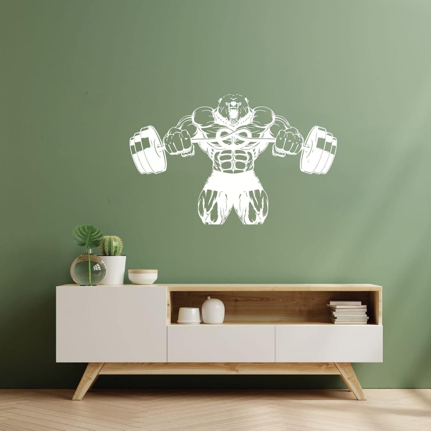 Wall Stickers Bear Rod Muscle Strength Sports Power Gymnastics Store Decoration