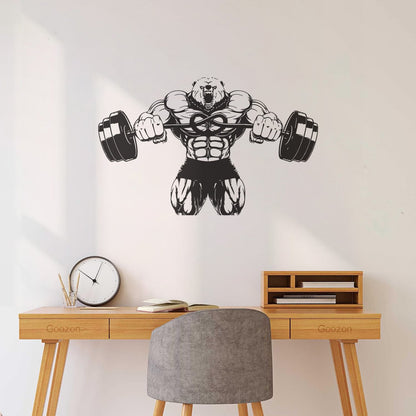 Wall Stickers Bear Rod Muscle Strength Sports Power Gymnastics Store Decoration