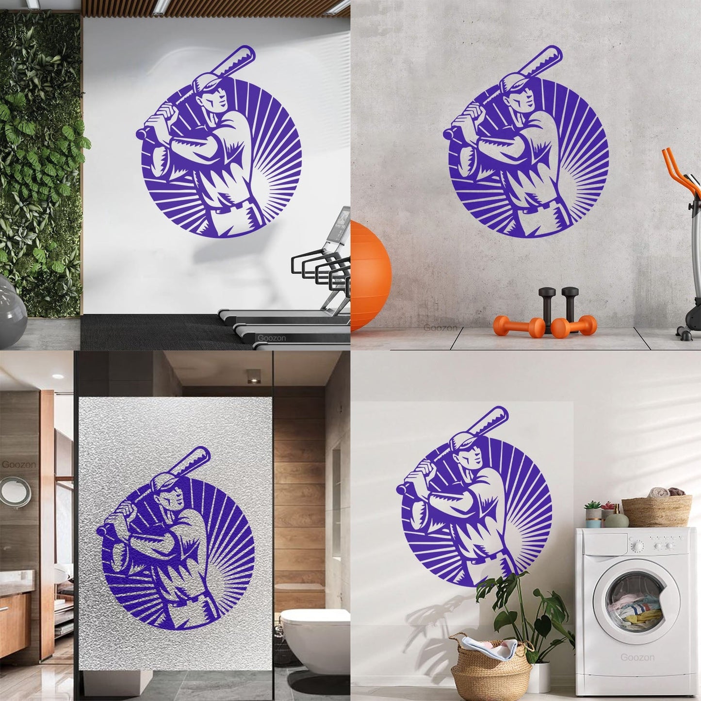 Vinyl Wall Stickers Baseball Player Sports Bat Ball Art Mural Painting