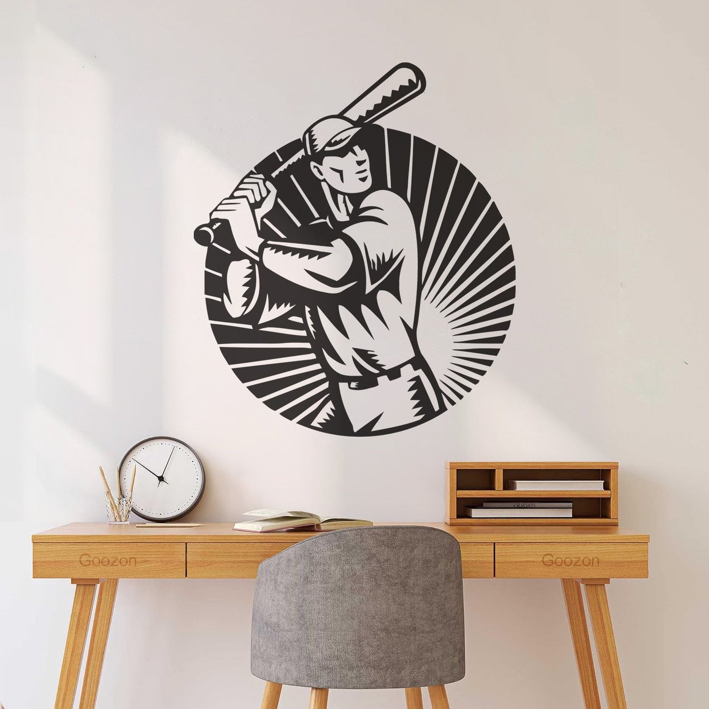 Vinyl Wall Stickers Baseball Player Sports Bat Ball Art Mural Painting