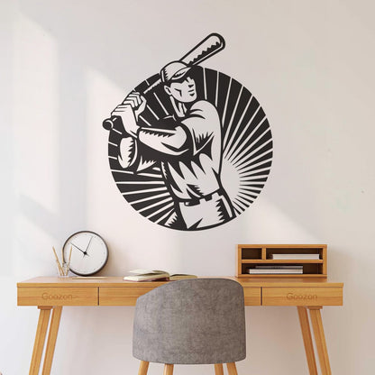 Vinyl Wall Stickers Baseball Player Sports Bat Ball Art Mural Painting