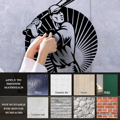 Vinyl Wall Stickers Baseball Player Sports Bat Ball Art Mural Painting