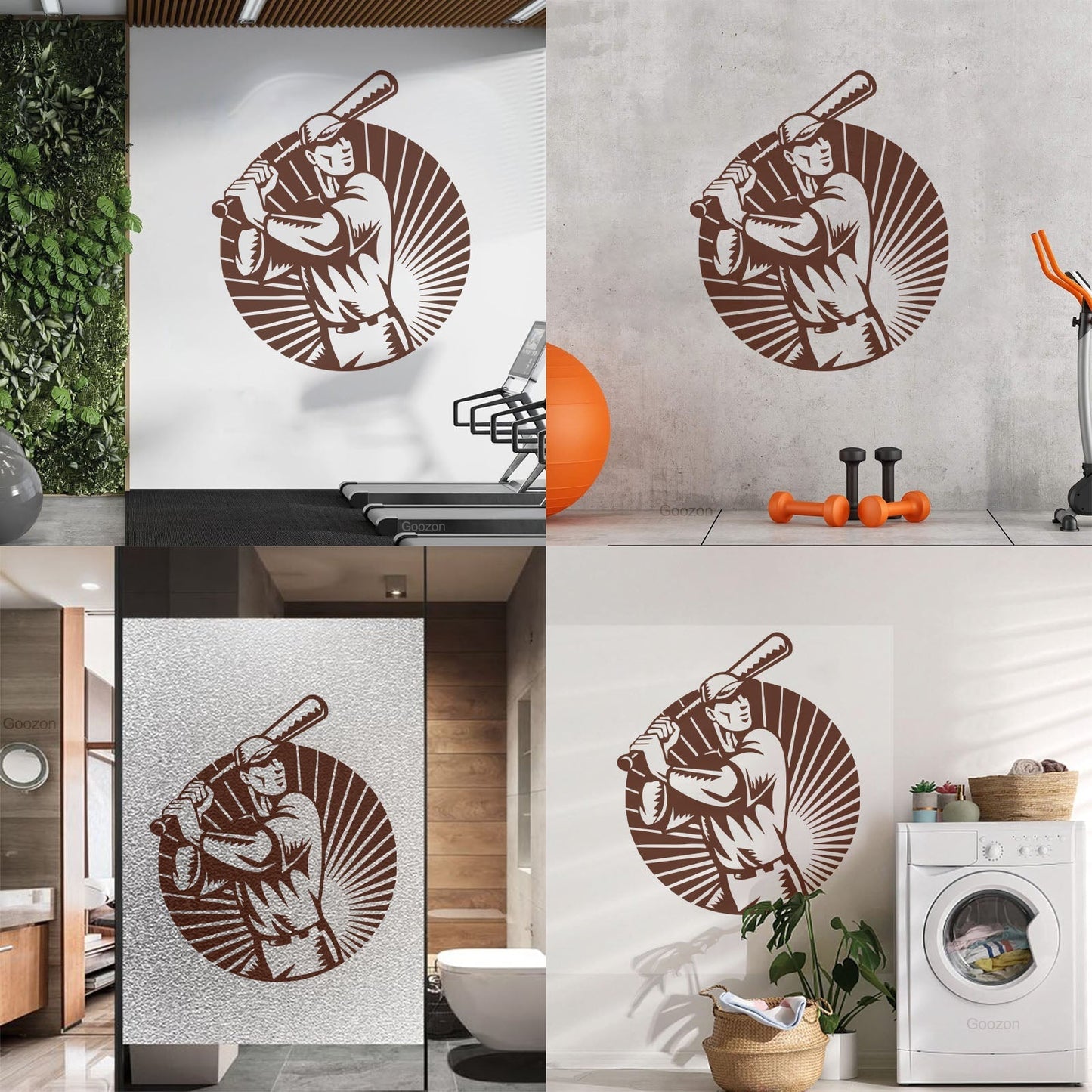 Vinyl Wall Stickers Baseball Player Sports Bat Ball Art Mural Painting