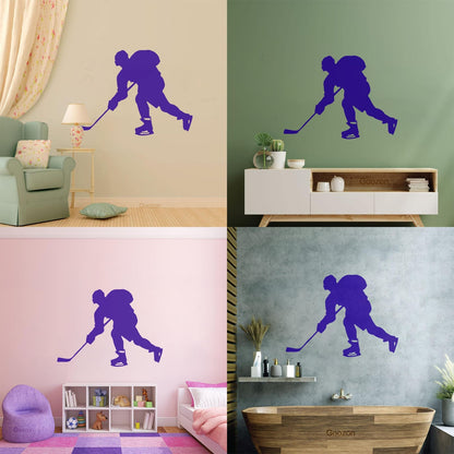Hockey Player Sport Child Man Cave Vinyl Art Sticker Glass Stickers