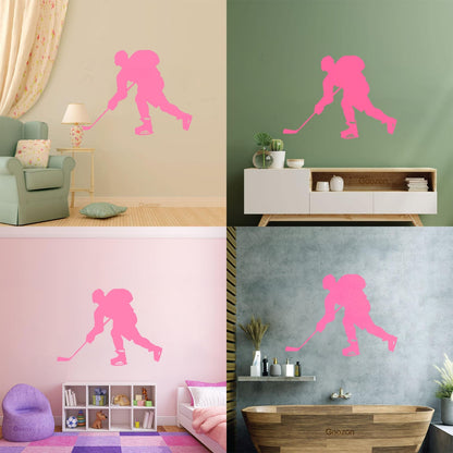 Hockey Player Sport Child Man Cave Vinyl Art Sticker Glass Stickers