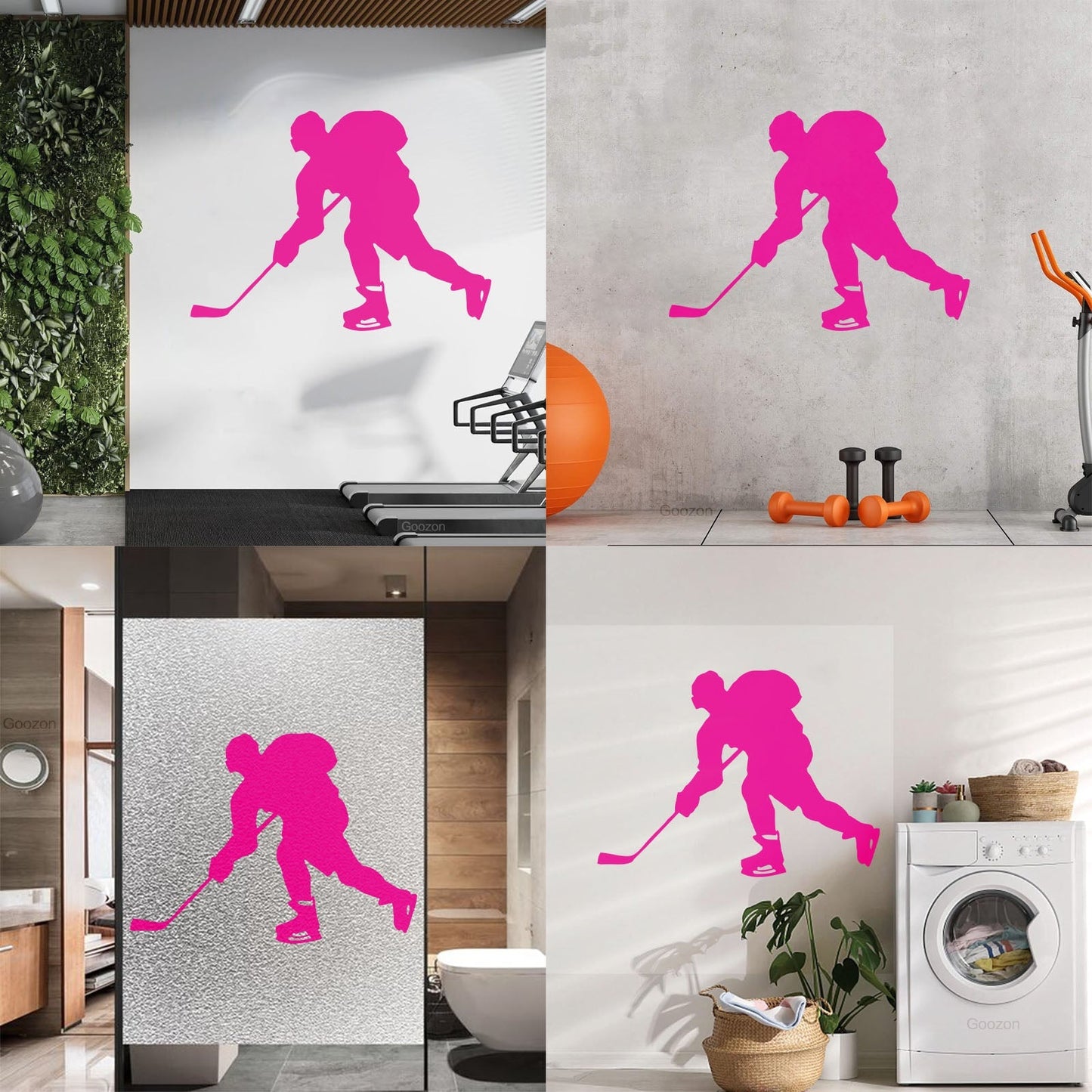 Hockey Player Sport Child Man Cave Vinyl Art Sticker Glass Stickers