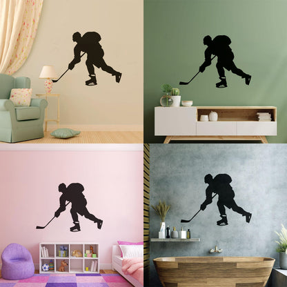 Hockey Player Sport Child Man Cave Vinyl Art Sticker Glass Stickers