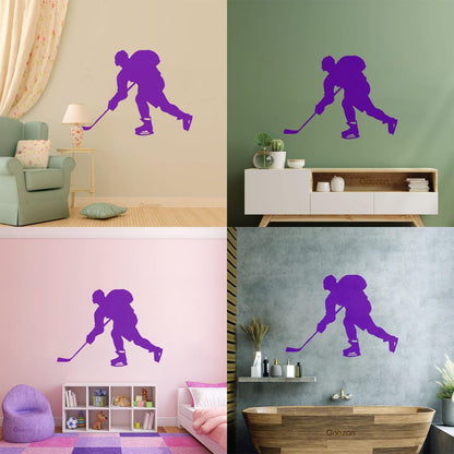 Hockey Player Sport Child Man Cave Vinyl Art Sticker Glass Stickers