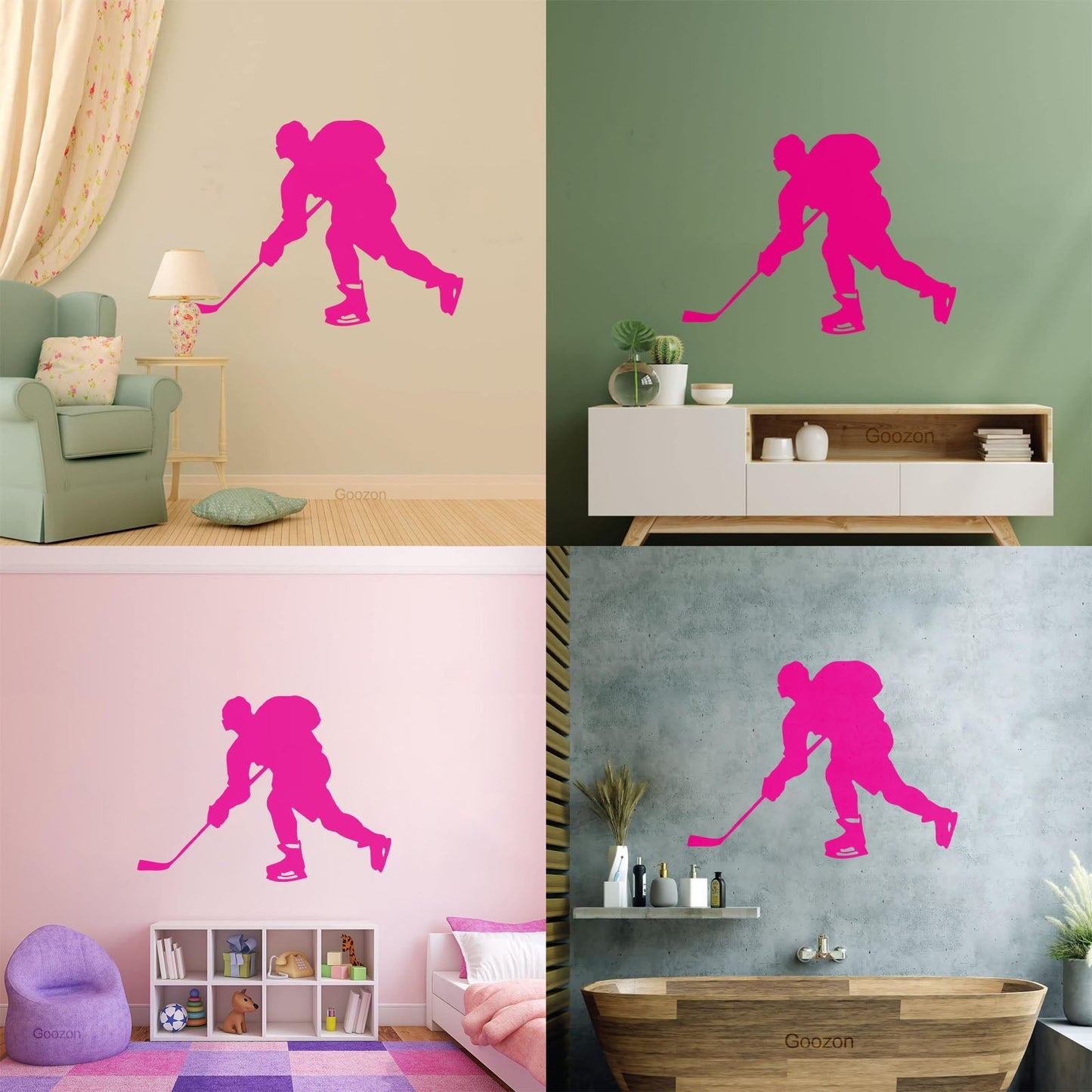 Hockey Player Sport Child Man Cave Vinyl Art Sticker Glass Stickers