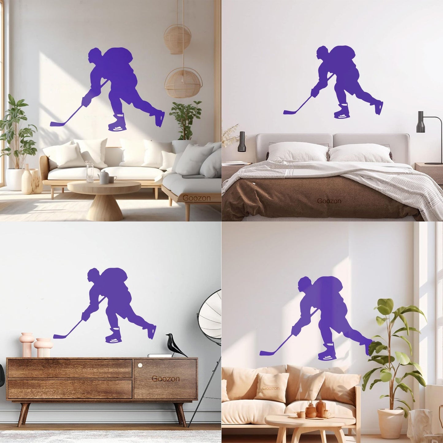 Hockey Player Sport Child Man Cave Vinyl Art Sticker Glass Stickers