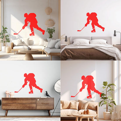 Hockey Player Sport Child Man Cave Vinyl Art Sticker Glass Stickers
