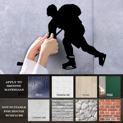 Hockey Player Sport Child Man Cave Vinyl Art Sticker Glass Stickers