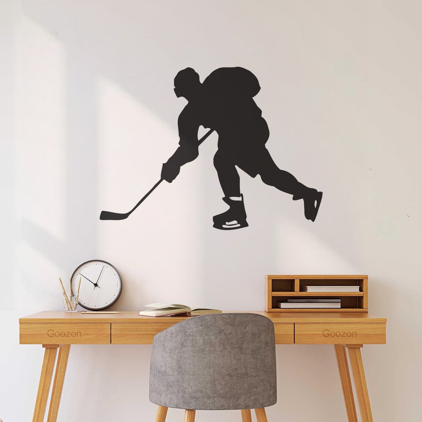 Hockey Player Sport Child Man Cave Vinyl Art Sticker Glass Stickers