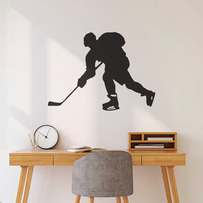 Hockey Player Sport Child Man Cave Vinyl Art Sticker Glass Stickers