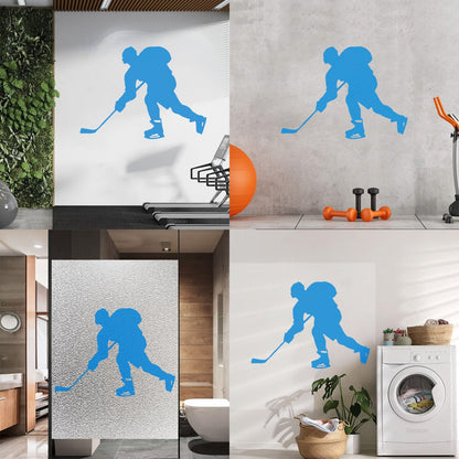 Hockey Player Sport Child Man Cave Vinyl Art Sticker Glass Stickers