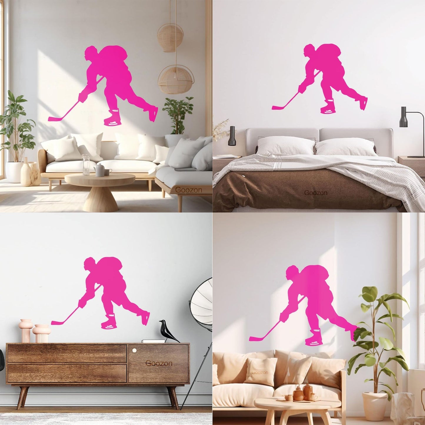 Hockey Player Sport Child Man Cave Vinyl Art Sticker Glass Stickers