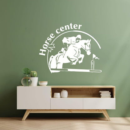 Engraving Stickers Horse Center Rider Equestrian Racing Sport Store Decoration