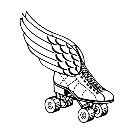 Wall Decals Paster Paper Retro Roller Derby Skating Skates Shoes With Wings Sport Do Not Damage The Wall Surface