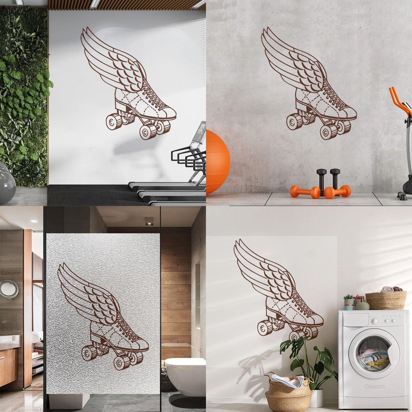 Wall Decals Paster Paper Retro Roller Derby Skating Skates Shoes With Wings Sport Do Not Damage The Wall Surface