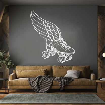 Wall Decals Paster Paper Retro Roller Derby Skating Skates Shoes With Wings Sport Do Not Damage The Wall Surface