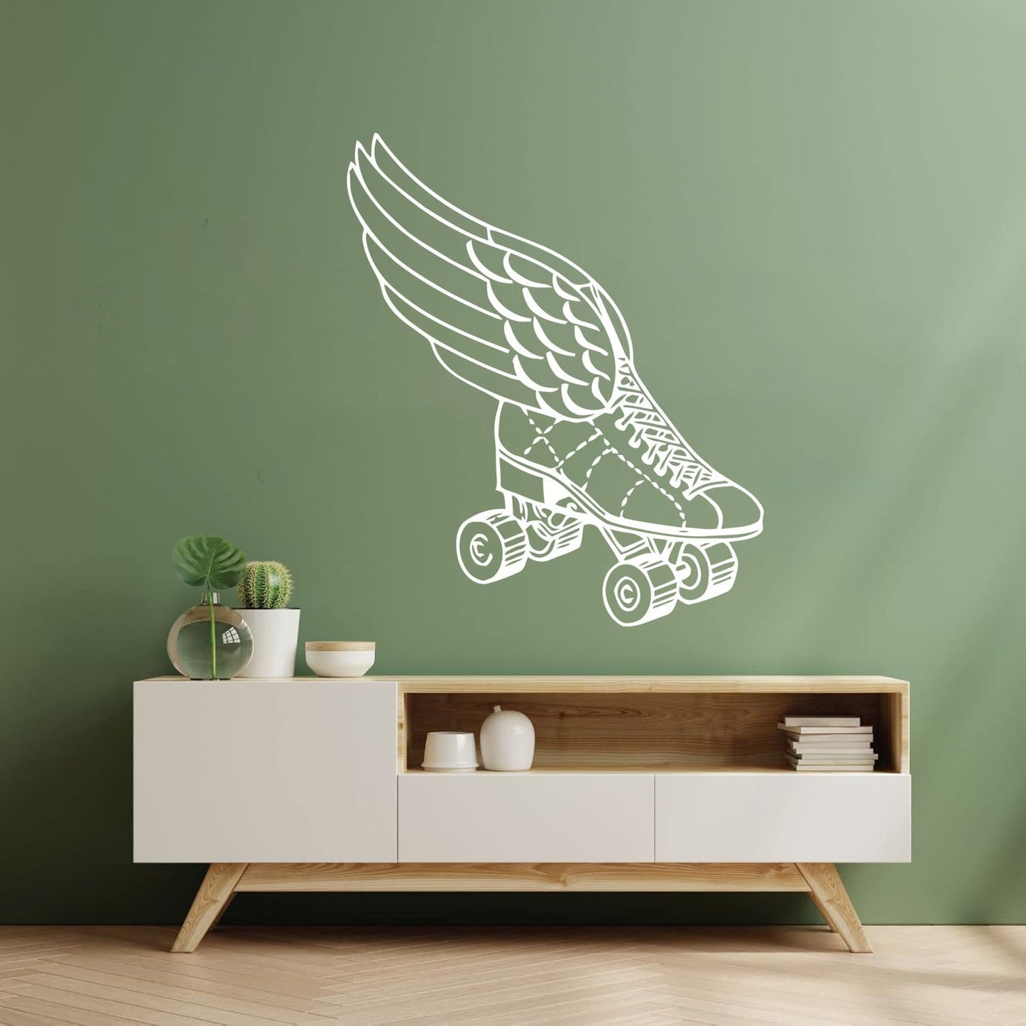 Wall Decals Paster Paper Retro Roller Derby Skating Skates Shoes With Wings Sport Do Not Damage The Wall Surface