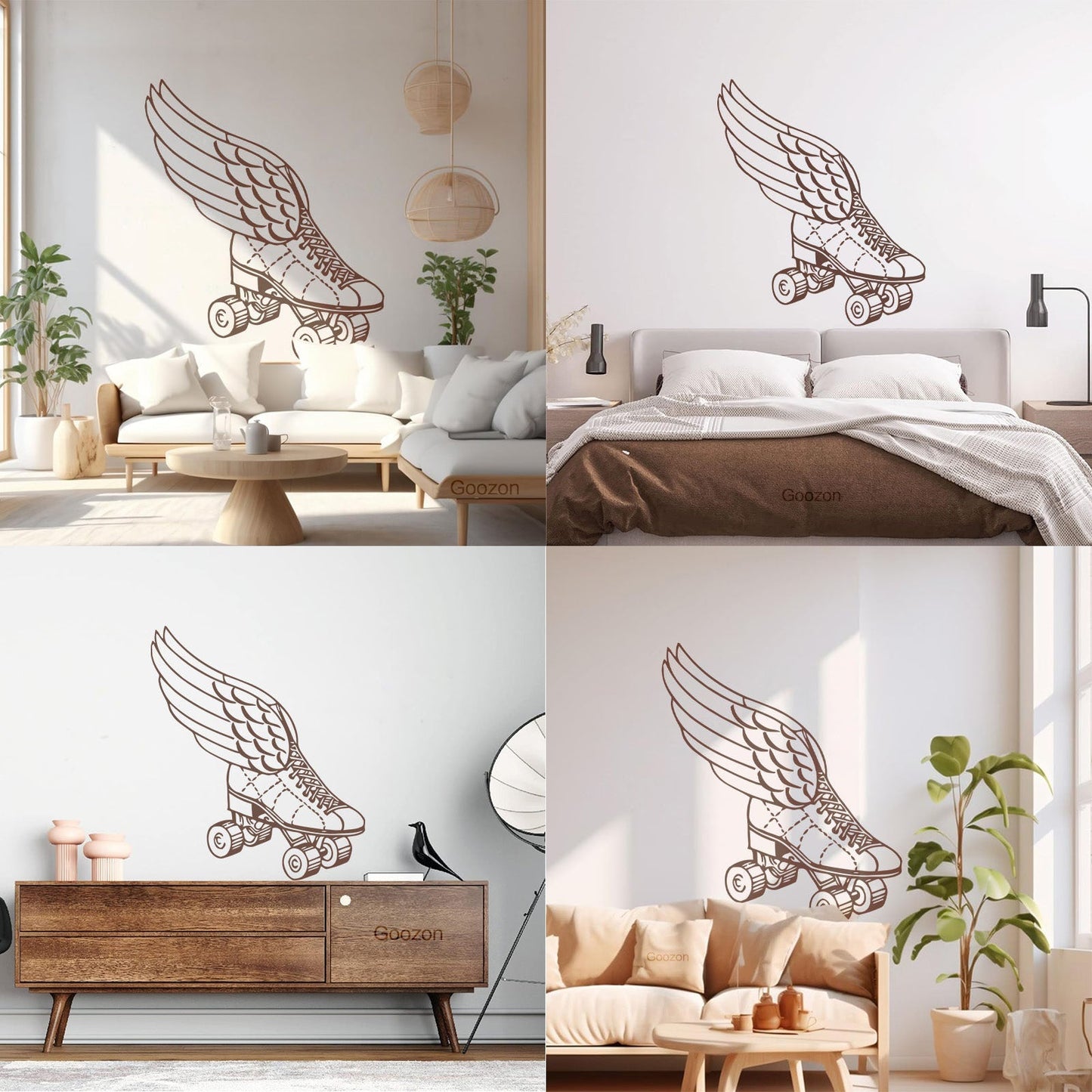 Wall Decals Paster Paper Retro Roller Derby Skating Skates Shoes With Wings Sport Do Not Damage The Wall Surface