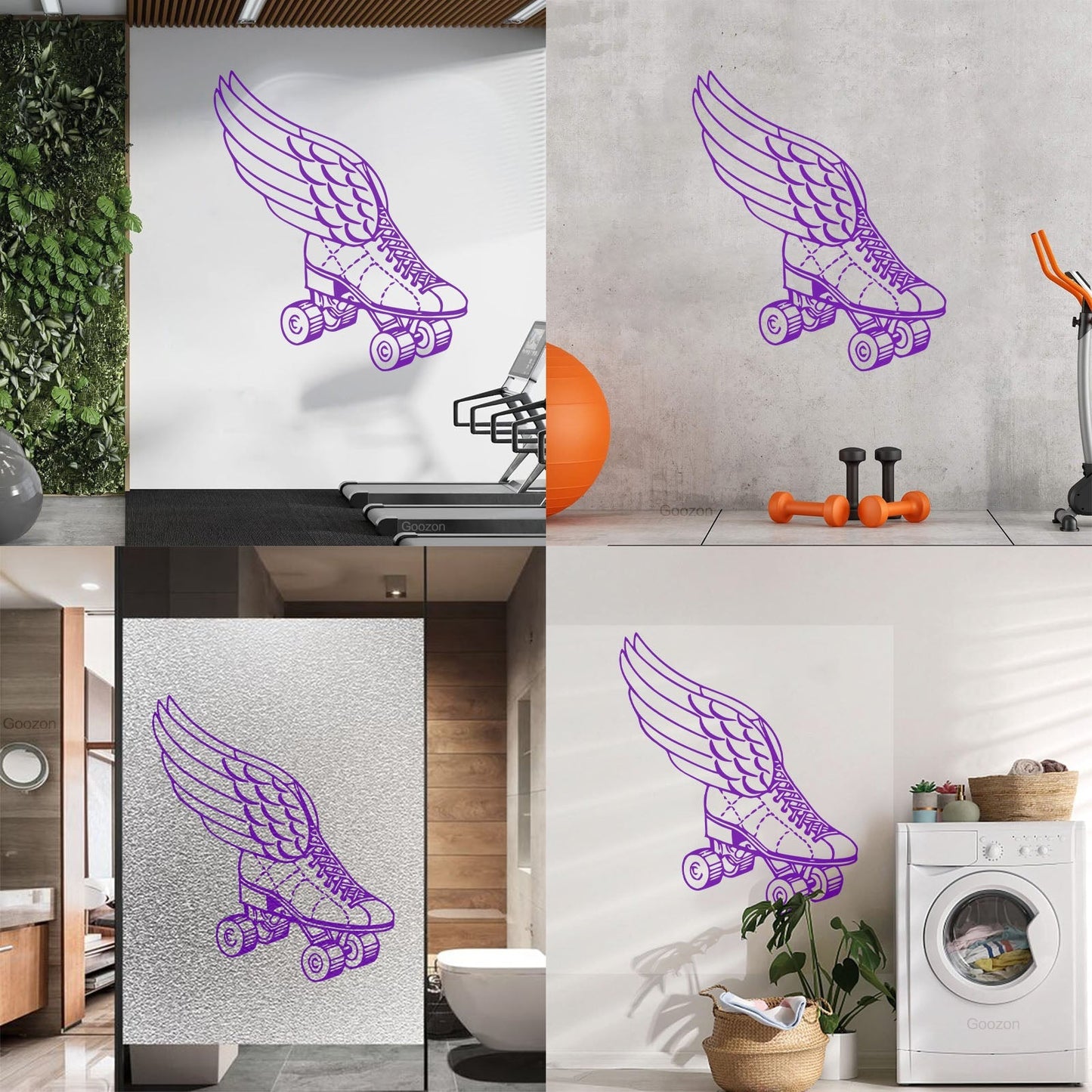 Wall Decals Paster Paper Retro Roller Derby Skating Skates Shoes With Wings Sport Do Not Damage The Wall Surface