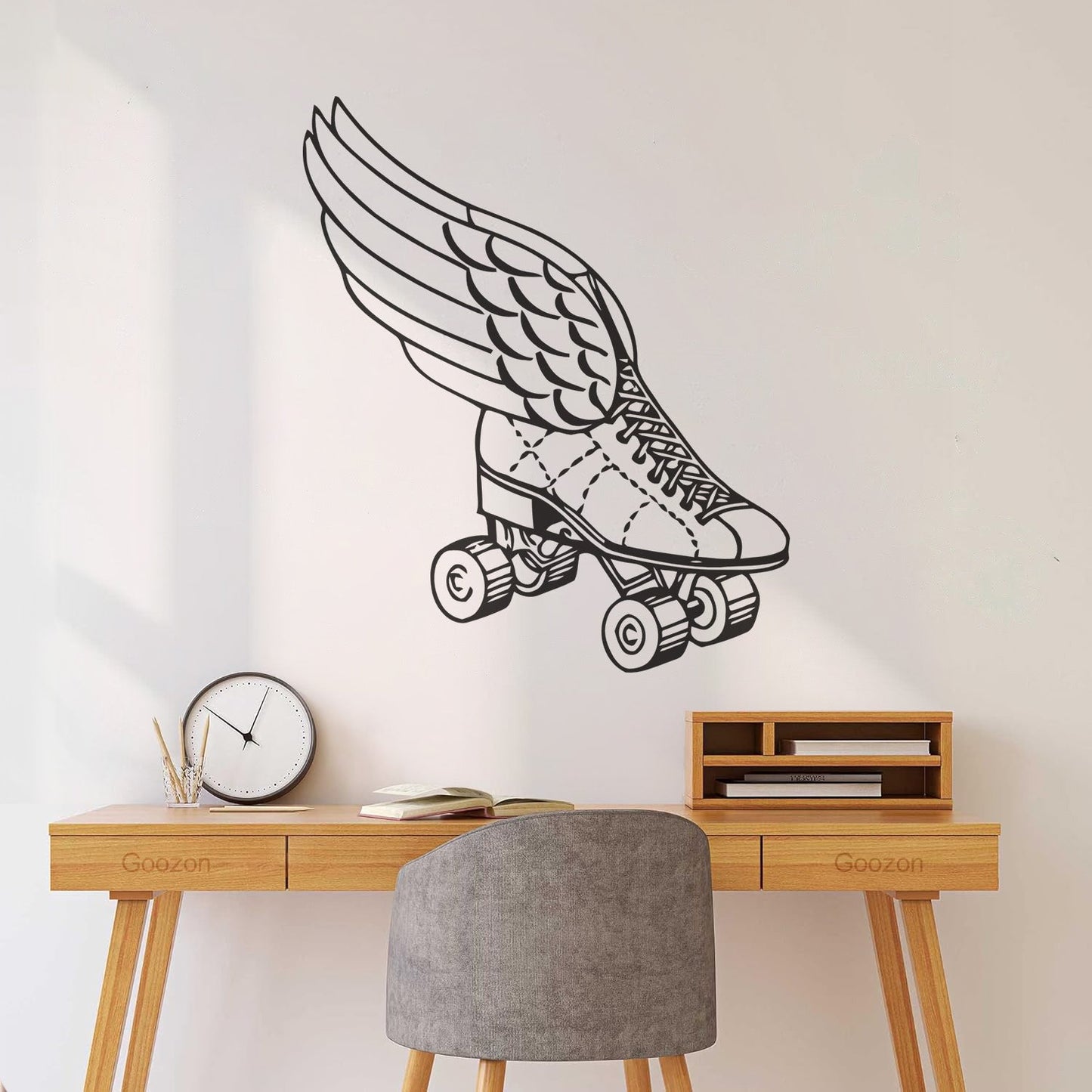 Wall Decals Paster Paper Retro Roller Derby Skating Skates Shoes With Wings Sport Do Not Damage The Wall Surface