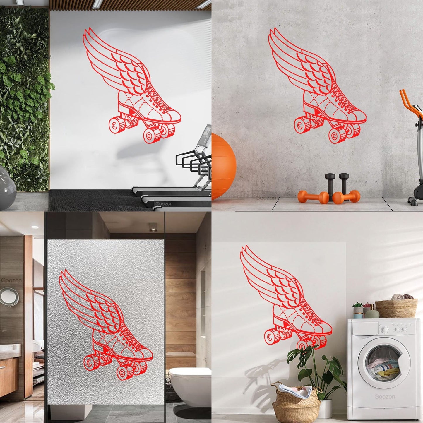 Wall Decals Paster Paper Retro Roller Derby Skating Skates Shoes With Wings Sport Do Not Damage The Wall Surface