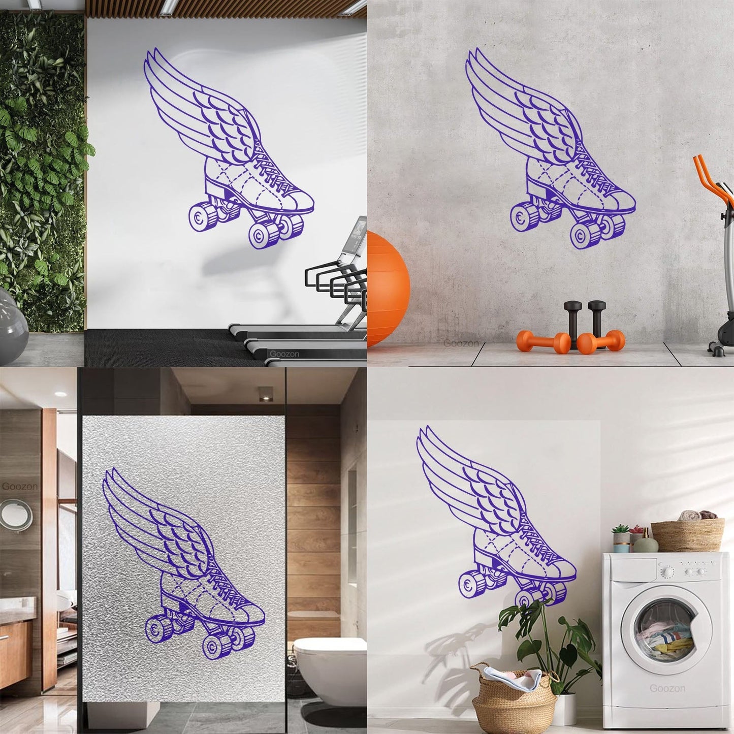 Wall Decals Paster Paper Retro Roller Derby Skating Skates Shoes With Wings Sport Do Not Damage The Wall Surface