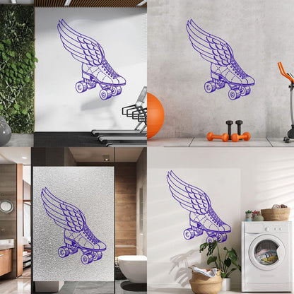 Wall Decals Paster Paper Retro Roller Derby Skating Skates Shoes With Wings Sport Do Not Damage The Wall Surface