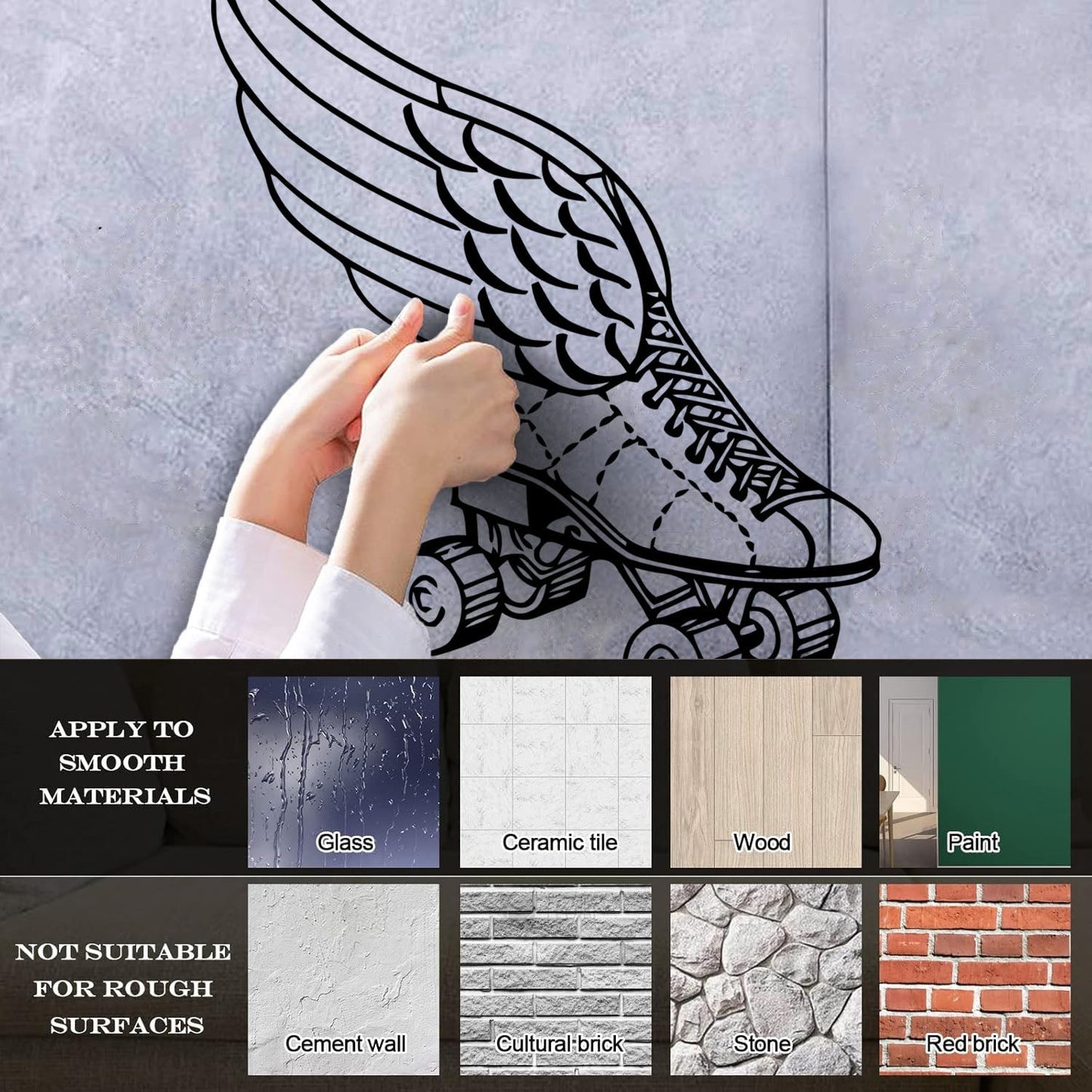 Wall Decals Paster Paper Retro Roller Derby Skating Skates Shoes With Wings Sport Do Not Damage The Wall Surface