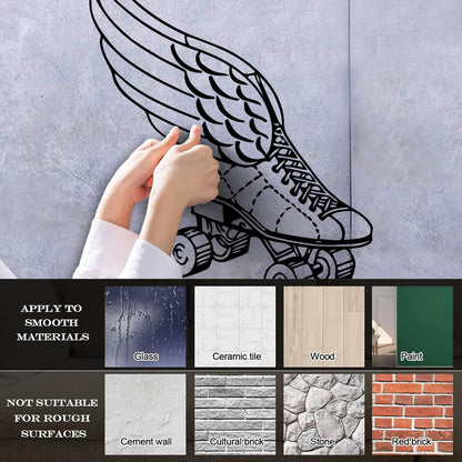 Wall Decals Paster Paper Retro Roller Derby Skating Skates Shoes With Wings Sport Do Not Damage The Wall Surface