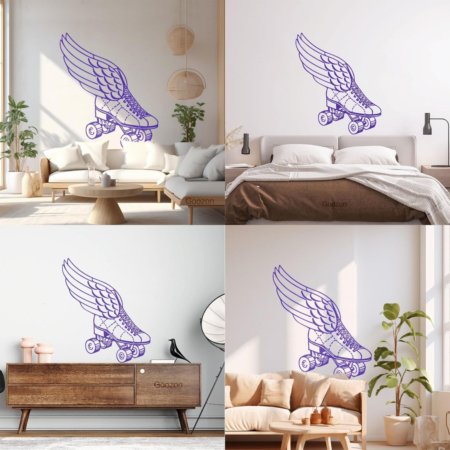 Wall Decals Paster Paper Retro Roller Derby Skating Skates Shoes With Wings Sport Do Not Damage The Wall Surface